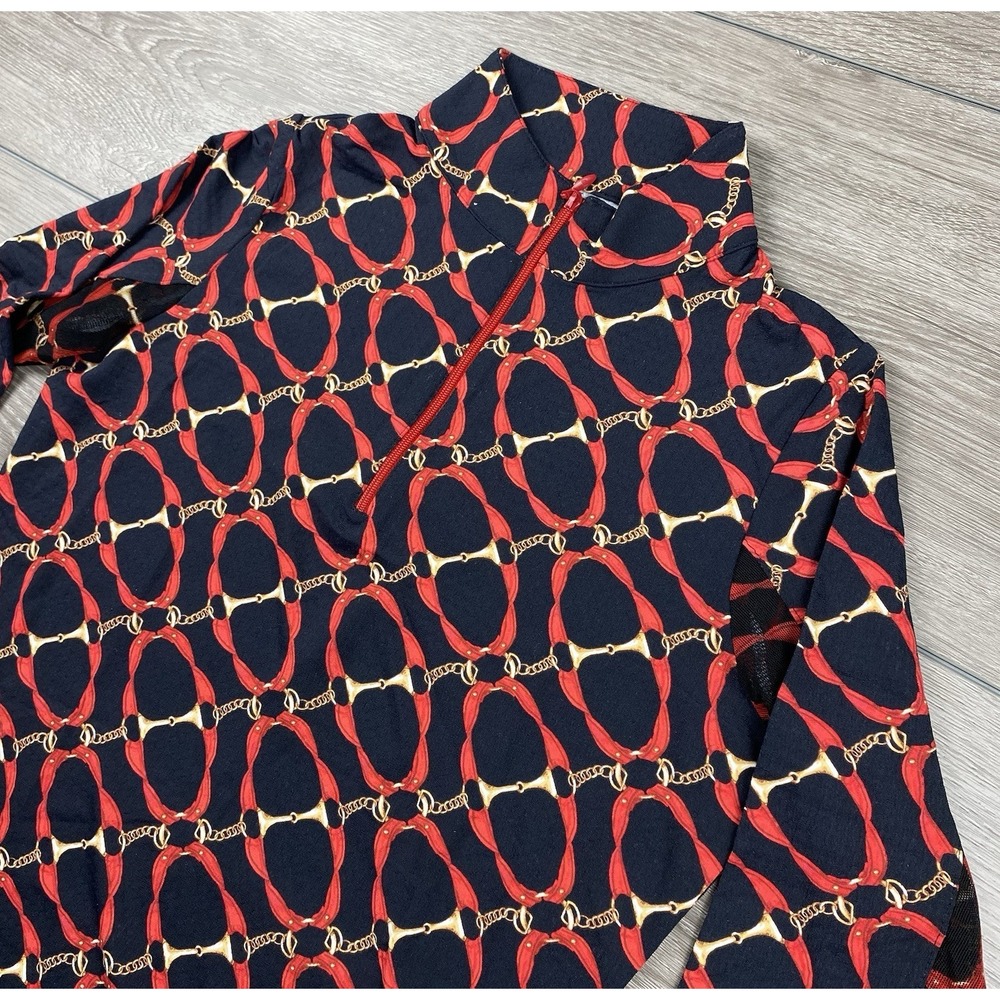 Ibkul Women's Large Chain Print Long Sleeve 1/4 Zip Sun Shirt Multicolor Size XS